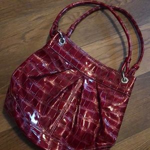Red croco faux leather bag